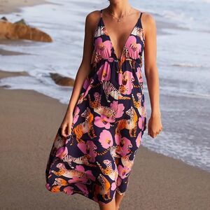 Floral Tiger Print Halter Dress